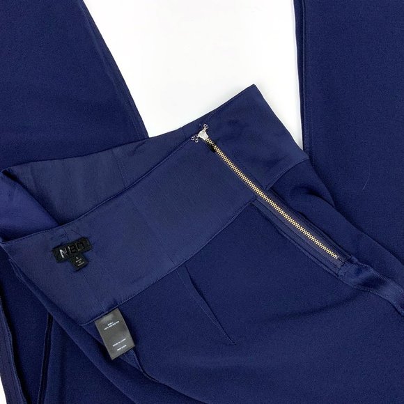 NBD Revolve Satin Fleur Trouser DressPants In Blueberry Small - Picture 14 of 16